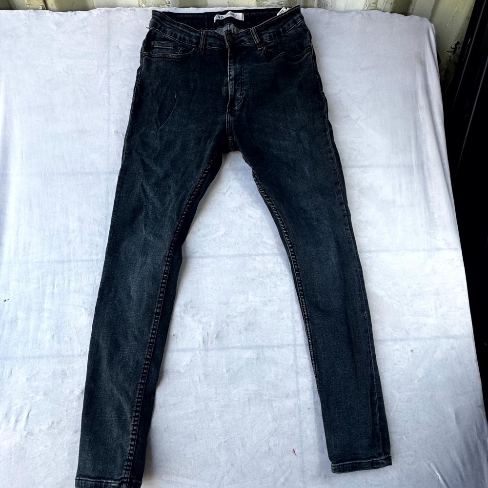 Zara Jeans Womens 32 Blue Denim Light Wash Skinny Leg Streetwear Comfort Pockets